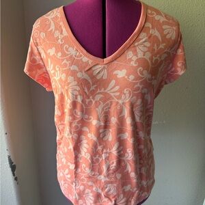 High Sierra Peach Floral V-Neck Short Sleeve Tee